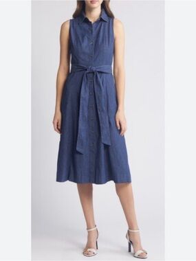 anne klein sleeveless denim dress Vintage Anne Klein Denim Sleeveless Dress Women's Size 4